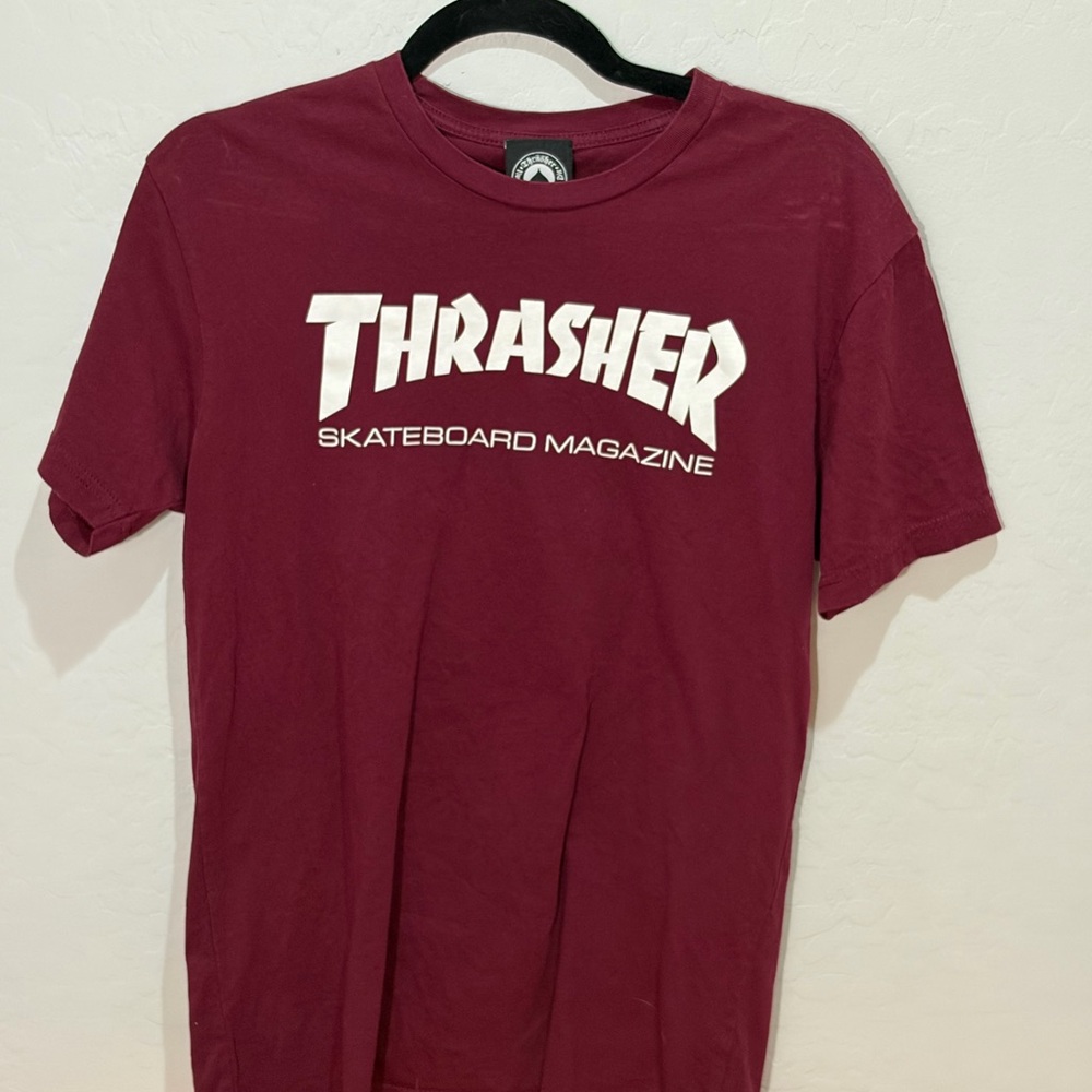 Thrasher Burgundy Skateboard Magazine Tee